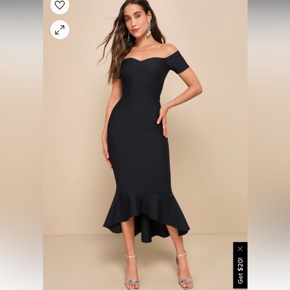 Lulus Dresses & Skirts - Lulus black off shoulder ruffle bottom dress size medium